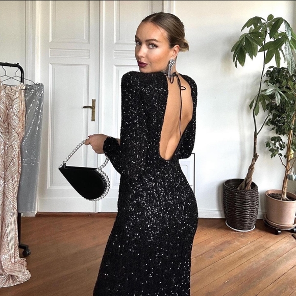 Zara Sequin Dress with Shoulder Pads ZW Collection - Picture 12 of 13